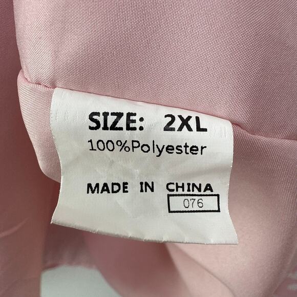 Pink & White Spotted Top Womens 2X Blouse Smocked Long Sleeve Lined Plus Size - Picture 3 of 7